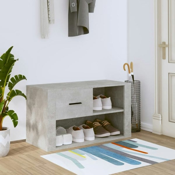 Berkfield Shoe Cabinet Concrete Grey 80x35x45 cm Engineered Wood