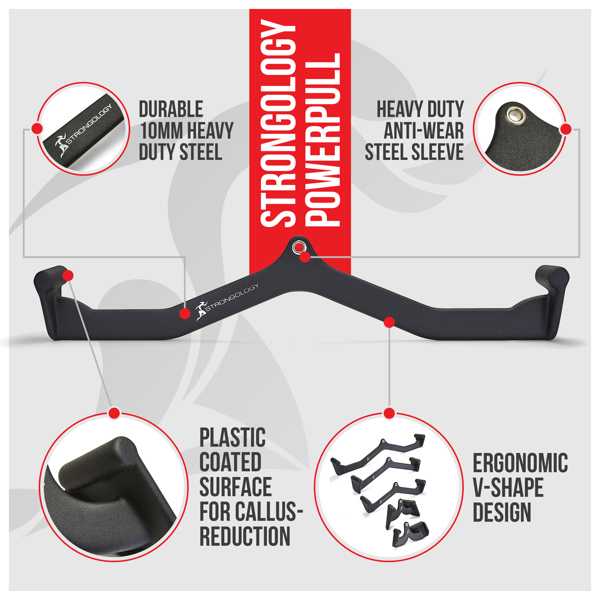 Strongology POWERPULL Lat Bar Pull Down Bar Attachments, Workout Accessory