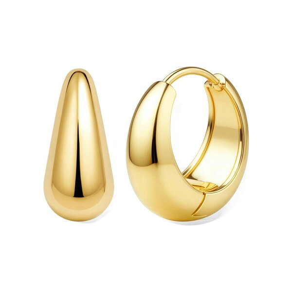 Say It With Tear Drop Hoop Earrings - Silver - Yellow Gold