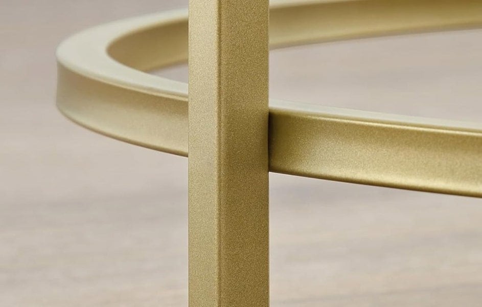 Modcraft Round Glass Coffee Table with Gold Metal Frame – Modern Living Room Centre Table