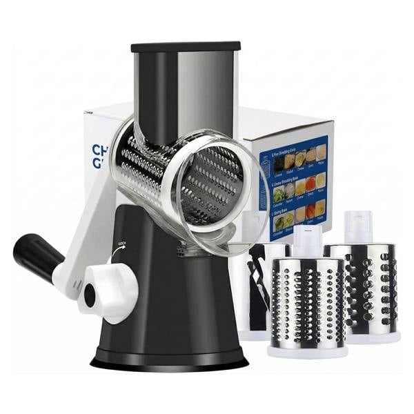 Dragodirect 3 in 1 Cheese Grater Rotary Shredder with Handle Kitchen Tool