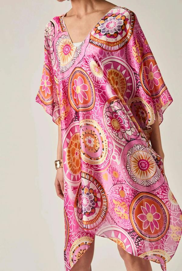 James Lakeland Pink Mandala Print Kaftan