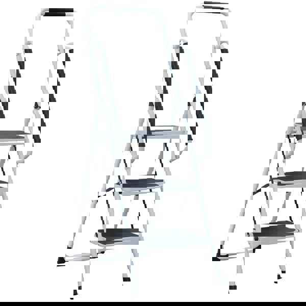 Gr8 Home 3 Step Ladder Folding Stool Non Slip Tread Steel Foldable Home DIY With Handrail