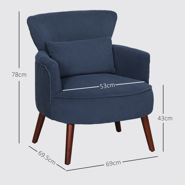 Corduroy Retro Accent Chair - Blue