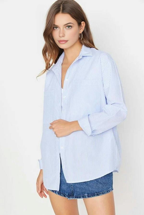 WOVCOR Striped Woven Shirt with Pocket Detail