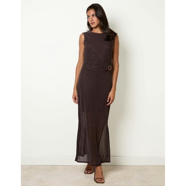 Blue Vanilla Sparkle Buckle Sleeveless Dress