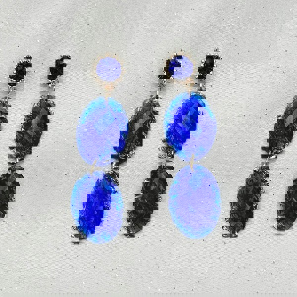 Cobalt blue earrings long drop earrings gold