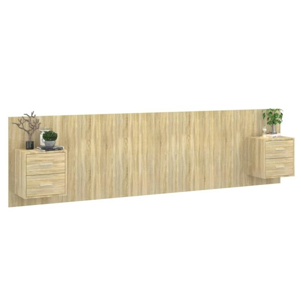 Berkfield Bed Headboard with Cabinets Sonoma Oak Engineered Wood