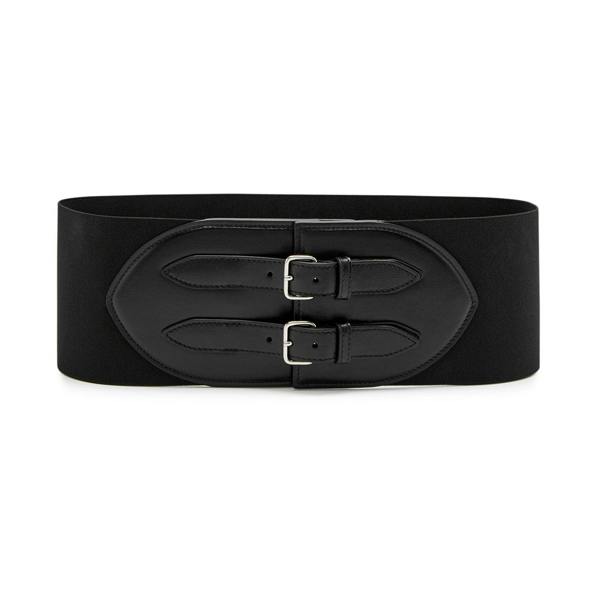 Alaia buckled leather corset belt in black calf leather