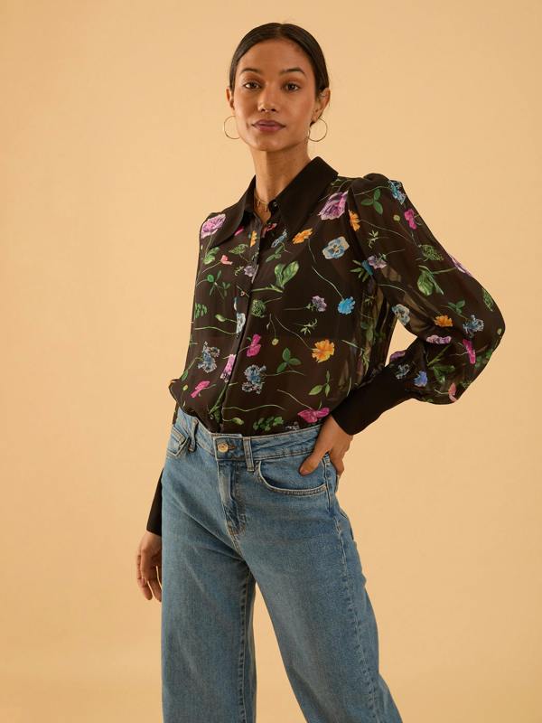 Rose & Nancy Flora Black Floral Print Shirt