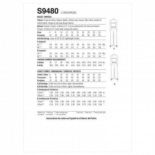 Simplicity Sewing Pattern 9480, Jumpsuits for Women, H5 (6-8-10-12-14) - Easy