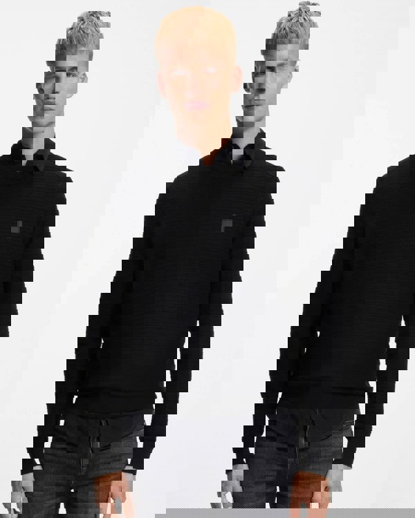 BOSS Orange Anion S Mens Crew Neck Jumper - Black 001 - CHO - Designer Mens Jumpers