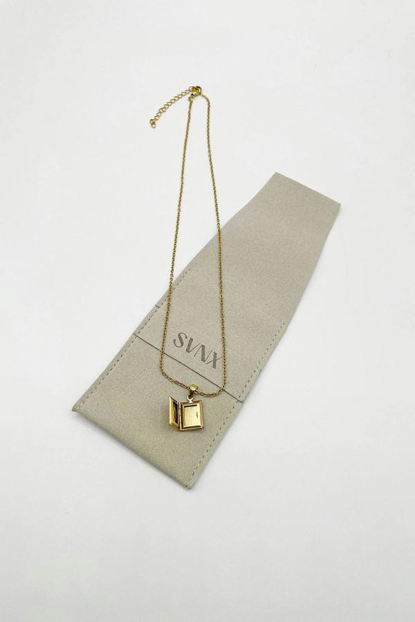 SVNX Booklet Locket Pendant Necklace in Gold