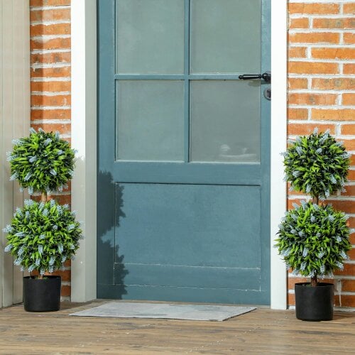 Wyld Haus Mazifi Set Of 2 Artificial Lavender Flower Ball Trees In Pots H8 70cm Blue