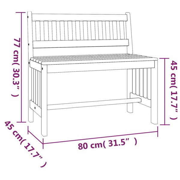 Berkfield Garden Bench 80 cm Solid Wood Eucalyptus