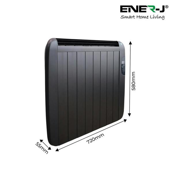 ENER-J Smart 1200W Radiator Heater with Aluminium Heating Element, Black
