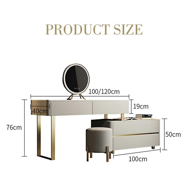 Maynard Dressing Table With Sideboard With LED Mirror-Weilai Concept-Weilai Concept