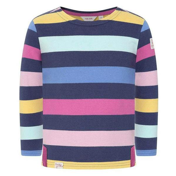 Lazy Jacks Girls Striped Breton Long-Sleeved T-Shirt - Twilight - 