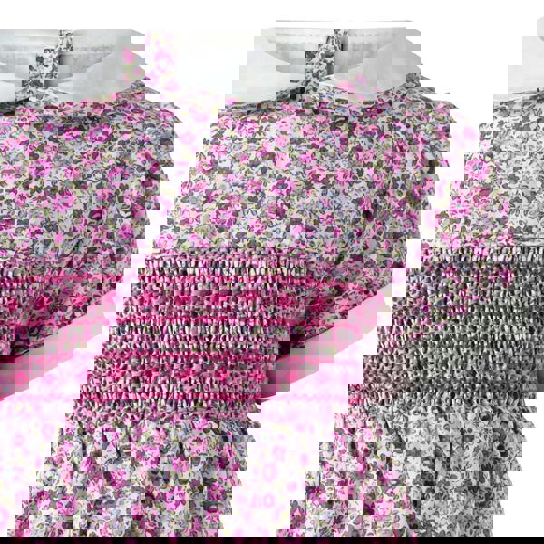 Rachel Riley Purple Ditsy Floral Smocked Babysuit