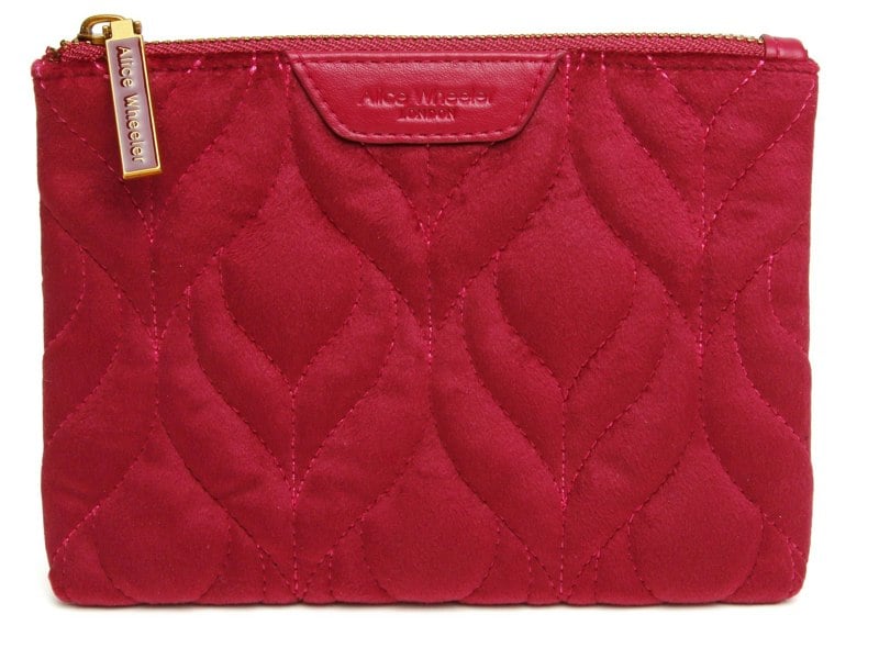 Alice Wheeler Velvet Quilted Makeup Pouch – Compact Cosmetic Bag