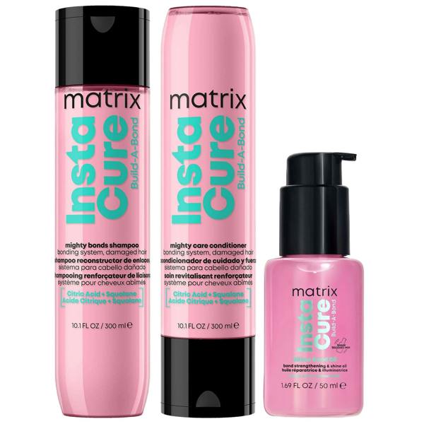 Matrix  Trio: Instacure Build-A-Bond Mighty Care Conditioner 300ml, Shampoo 300ml & Bond Oil 50ml
