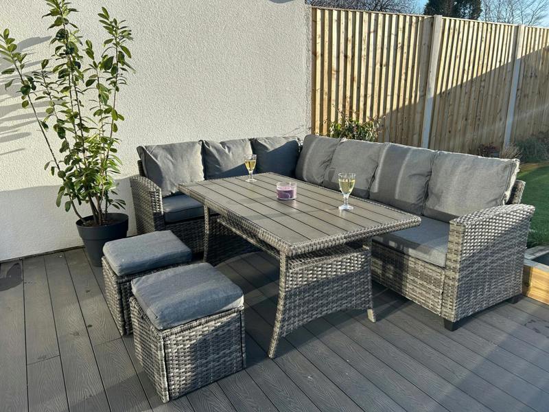 York 8 Seat Mixed Grey Rattan Corner Sofa Dining Set - Madefor.Living