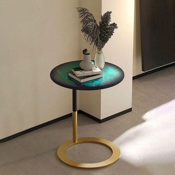 Pearce Side Table, Stainless Steel & Ceramic Stone-Rit Concept-Rit Concept
