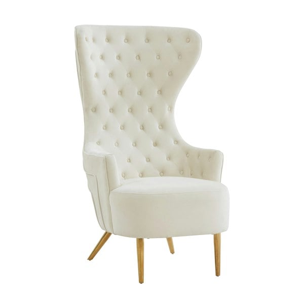 Furniture Edit Jezebel Cream Velvet Wingback Occasional Accent Chair