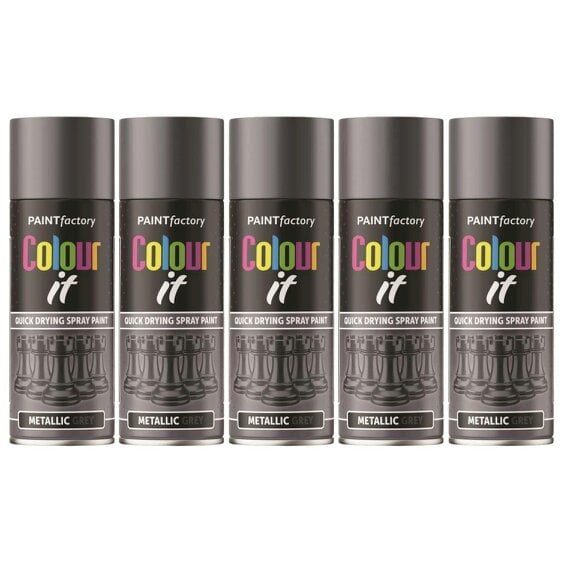 Paint Factory 5X  Paintgun Grey Metallic Spray Paint 400ml