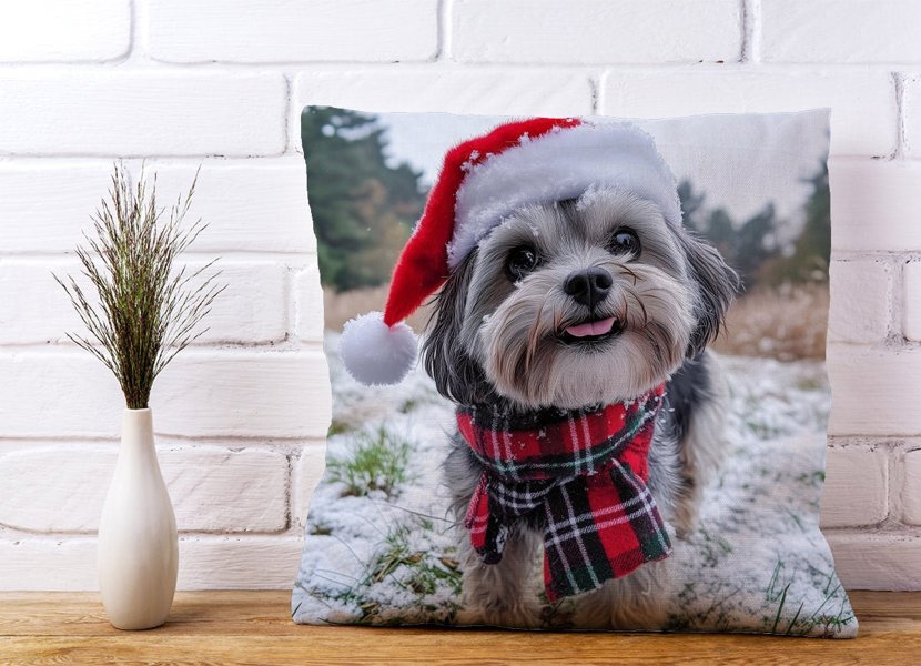 Warren Reed Christmas Lhasa Apso Cushion