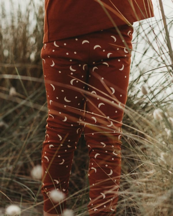 Orange Half Moon Print Leggings - image 1