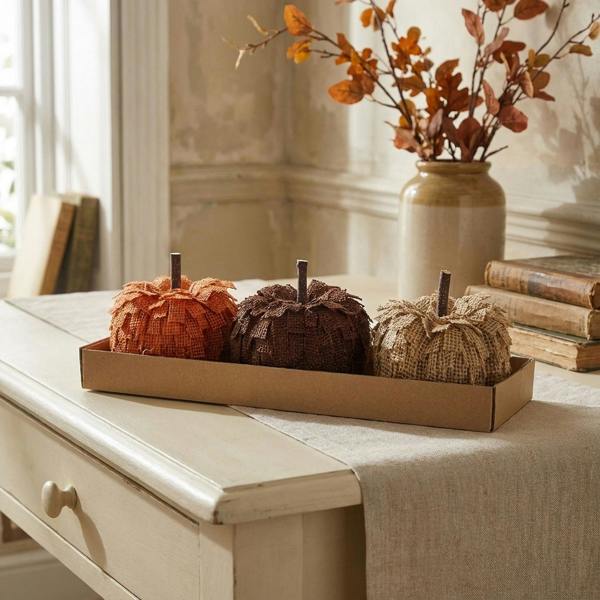 Garden Greatness 3 Pack Autumnal Decorative Textured Pumpkin Set