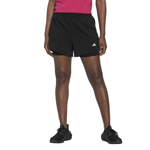Adidas Womens/Ladies 2 in 1 Running Shorts - Black/White - 