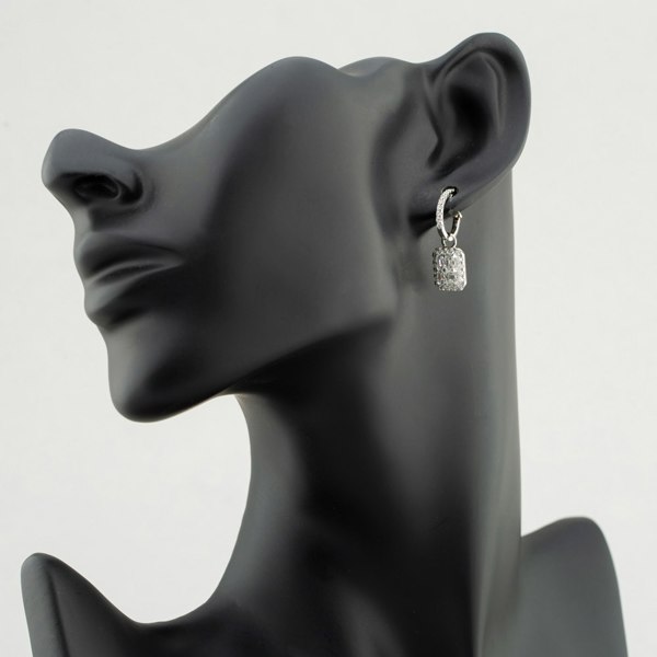 T. H. Baker 18ct White Gold Brilliant & Emerald Cut Diamond Hoop Dropper Earrings E27616GW18DD