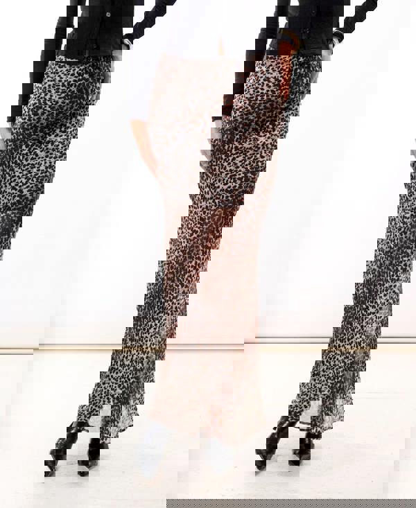 Leopard Chiffon Maxi Skirt