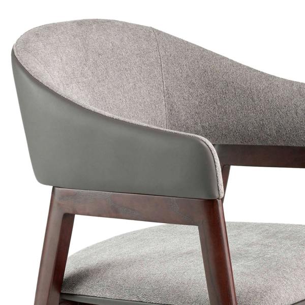 Angel Cerdá Grey Fabric and Dark Mink Leatherette Chair 4091