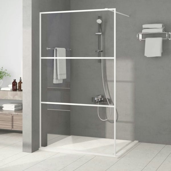 Berkfield Walk-in Shower Wall White 115x195 cm Clear ESG Glass