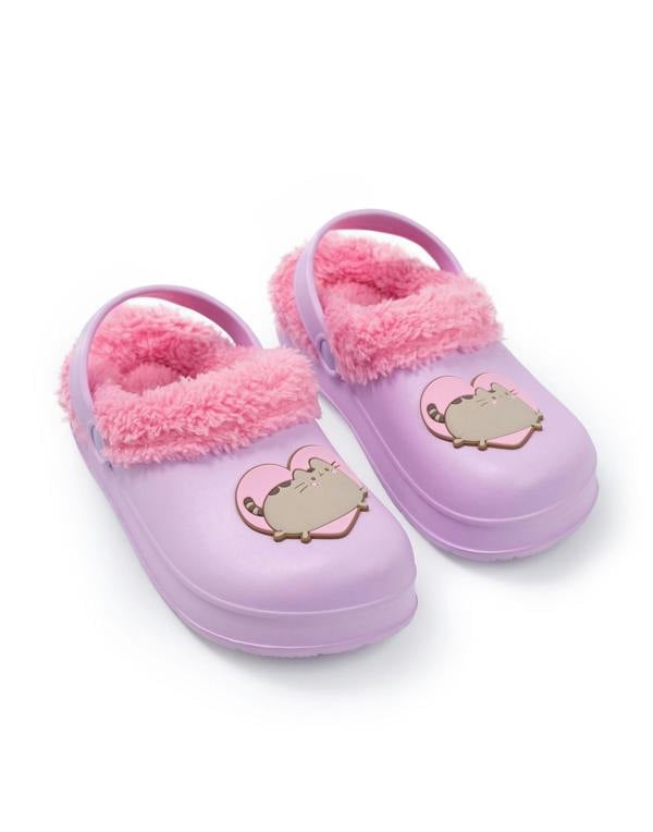 Pusheen Girls Purple Heart Clogs