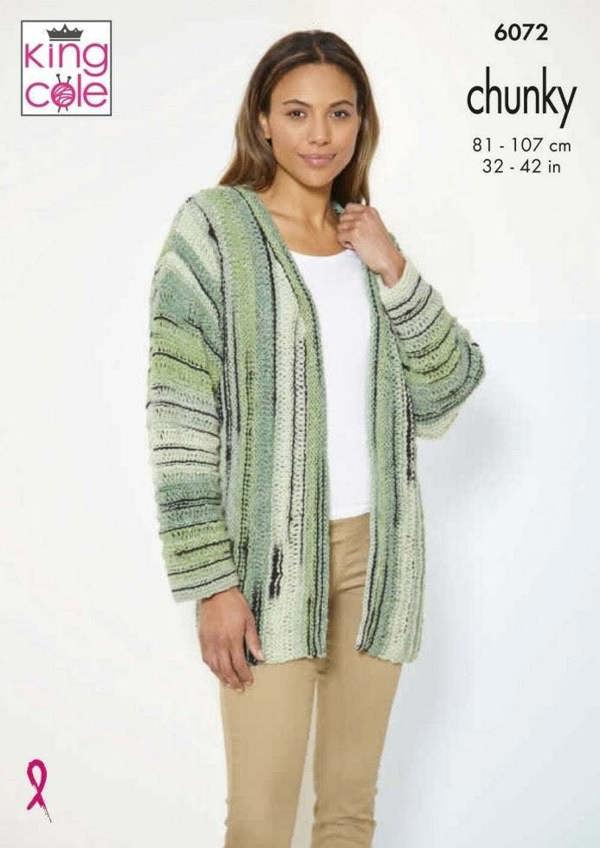 King Cole Safari Chunky Knitting Pattern 6072, Cardigans, Tops, Slipovers for Women, 32 - 42 Inches