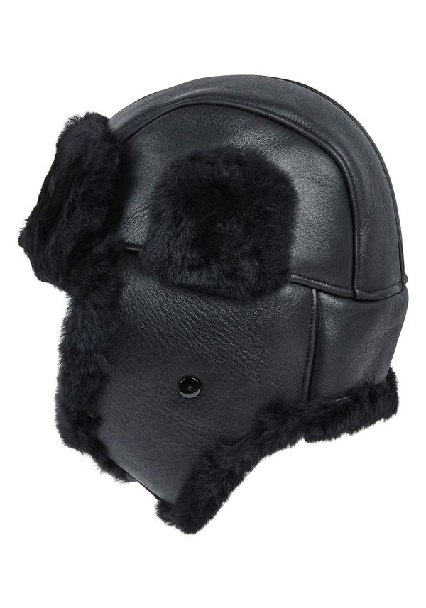 Infinity Leather Mens RAF Aviator Sheepskin B-55 Trapper Hat Winter Warm Leather Navigator Hat