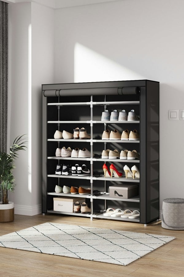 Living and Home Double-row Shoe Cabinet with Roll-Up Door