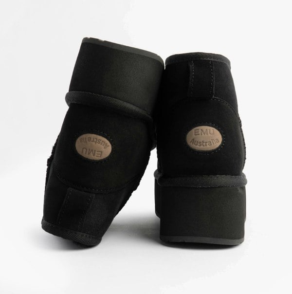 EMU Australia STINGER MICRO FLATFORM Womens Sheepskin Boot Black