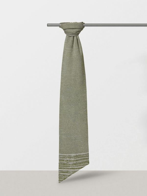Olive Merino Slant Scarf