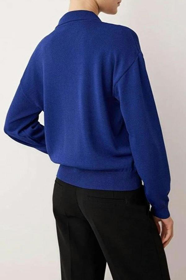 WOVCOR Mercerized Look Polo Collar Knit Sweater