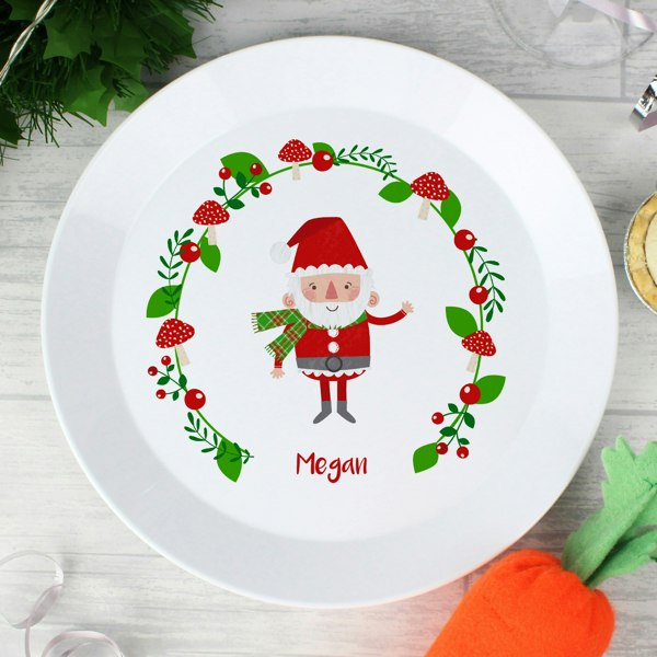 Personalised Memento Company Personalised Christmas Toadstool Santa Plastic Plate