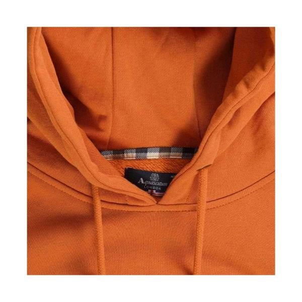 Aquascutum Mens Active Small Logo Hoodie - Rust Orange - 