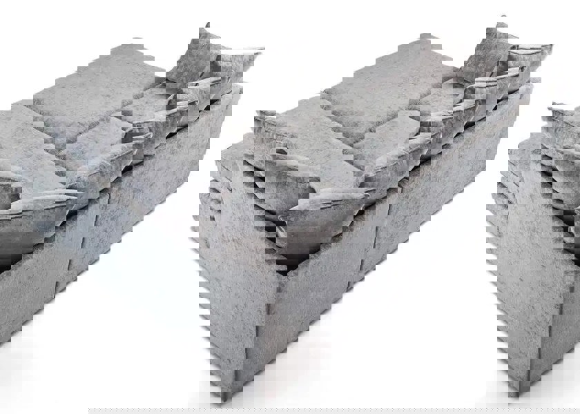 SQUAREBOXX Chiswick Chenille 4 Seater Fabric Corner Sofa in Silver with Footstool