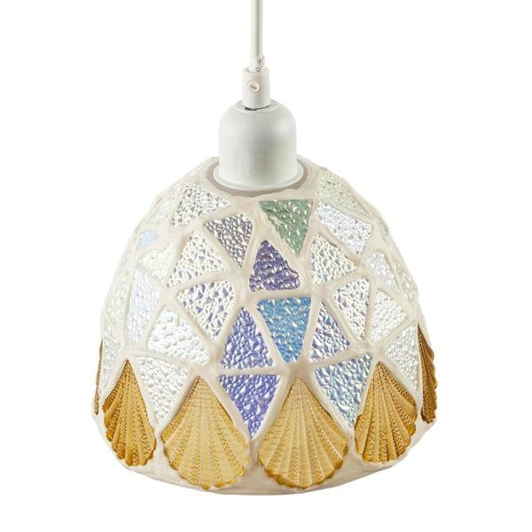Dome Shaped Pendant Ceiling Light Shade with Structured Mosaic Glass Image 3