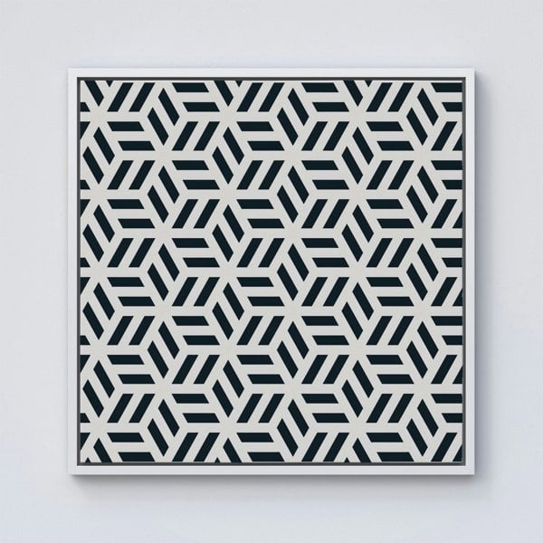 Warren Reed Geometric Monochrome Hexagonal Pattern Framed Canvas