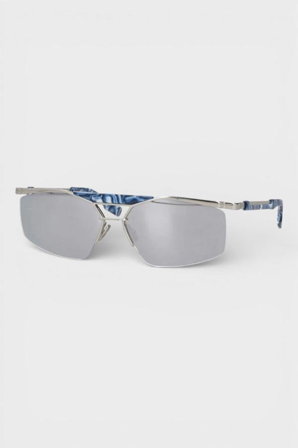 DIOR Mens Psychedelic Square-Frame Sunglasses Silver Grey Lens